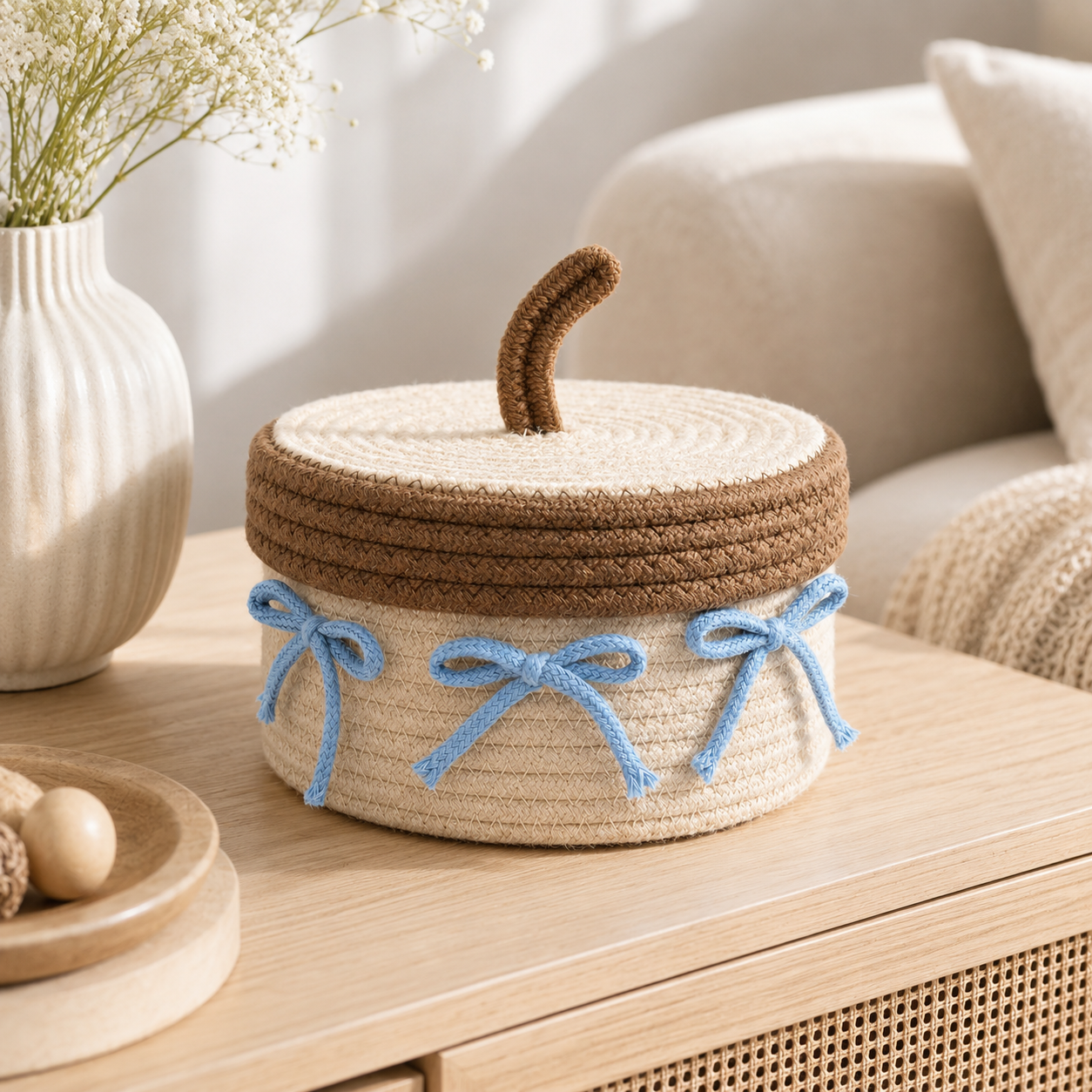 Cotton Rope Storage Basket with Lid