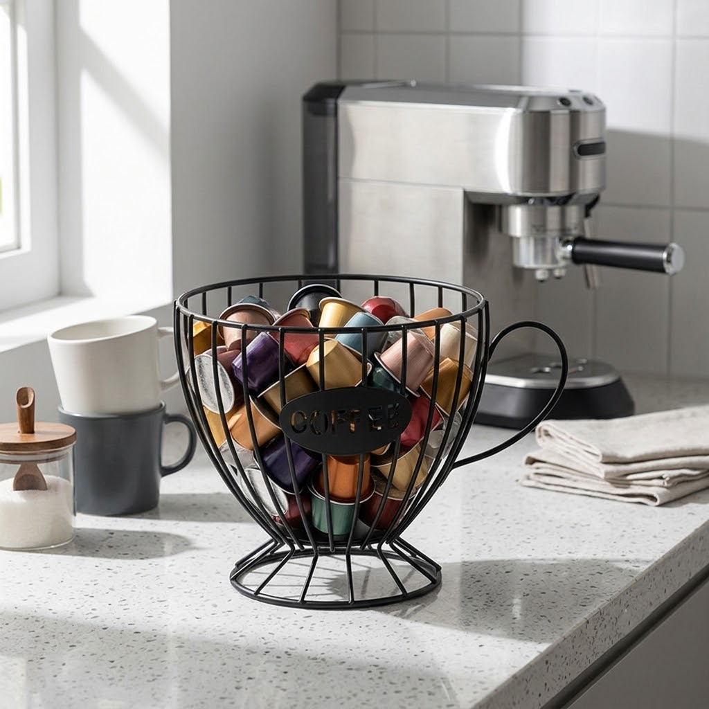 Cup-Shaped Metal Storage Basket