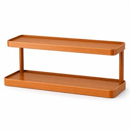 Two-Tier Bamboo Desktop Storage Shelf