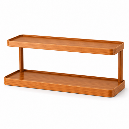 Two-Tier Bamboo Desktop Storage Shelf